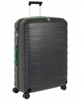 Легка валіза гігант із гнучкого поліпропілену 118 л Roncato Box, чорний з зеленим