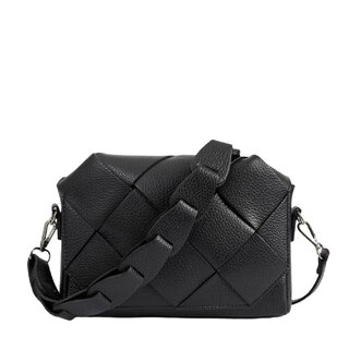 Стильна жіноча плетена шкіряна сумка Firenze Italy Чорна