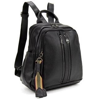 Шкіряний жіночий рюкзак на два відділи Olivia Leather Чорний