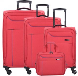 Комплект 4-х колісних валіз та сумки для ноутбука Travelite Solaris, червоний
